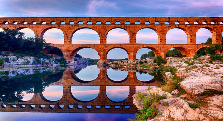 Coucher de soleil sur le Pont du Gard