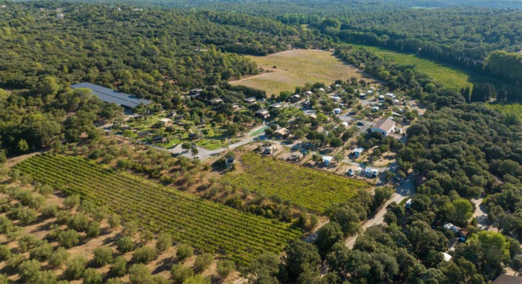 Camping du Domaine de Massereau au milieu des vignes dans le Gard